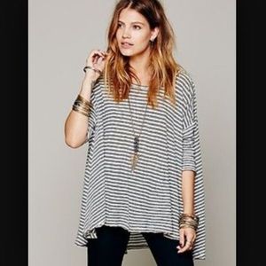 Free people quarter sleeve striped high-low